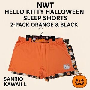 NWT Hello Kitty Halloween Sleep Shorts 2 Pack Orange and Black Sanrio Kawaii L